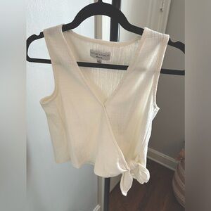 Madewell Texture & Thread Small Ivory Wrap Tie Front Tank Top Sleeveless V-Neck